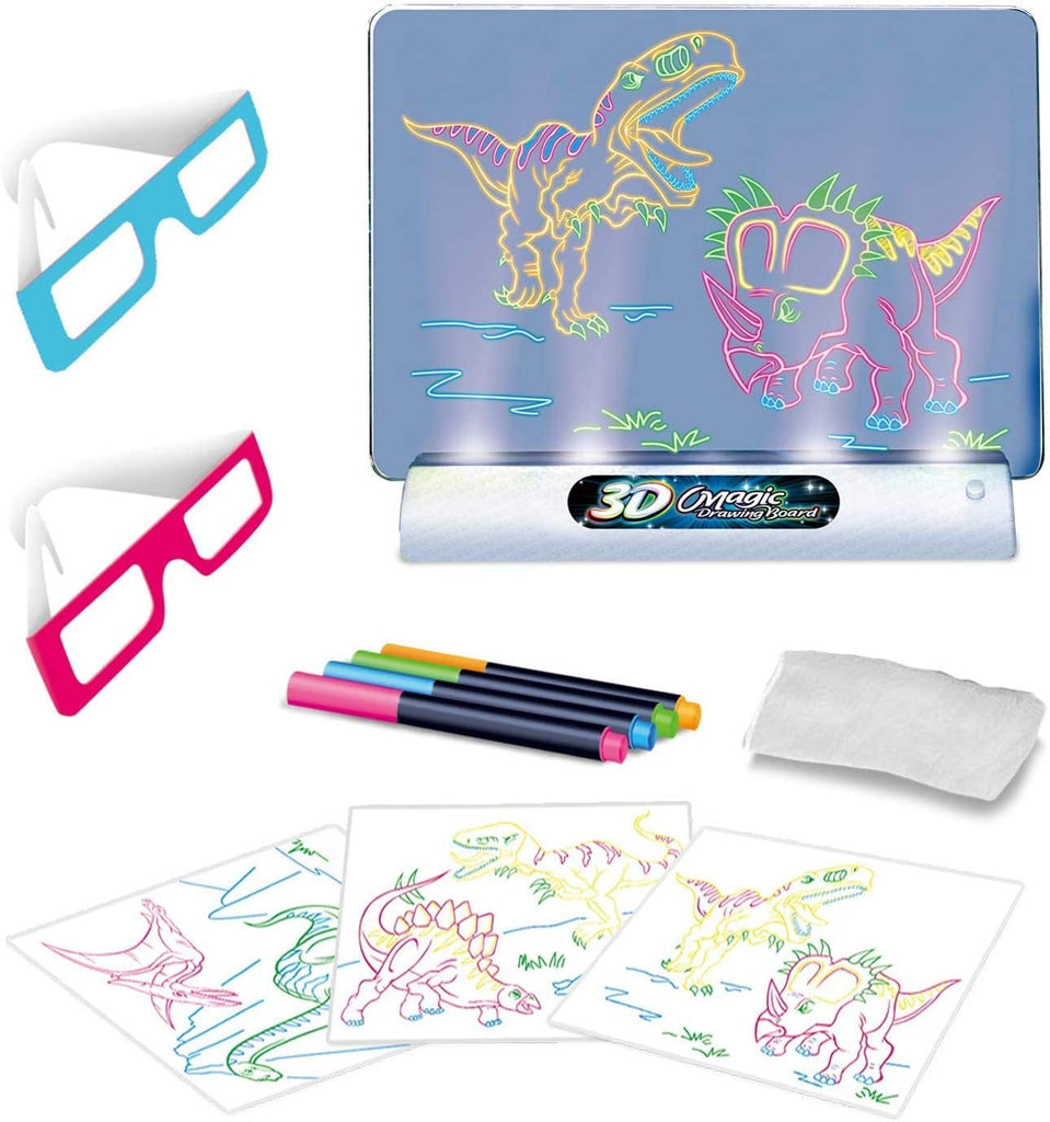 Kids slate magic pad light up led drawing tablet with extras