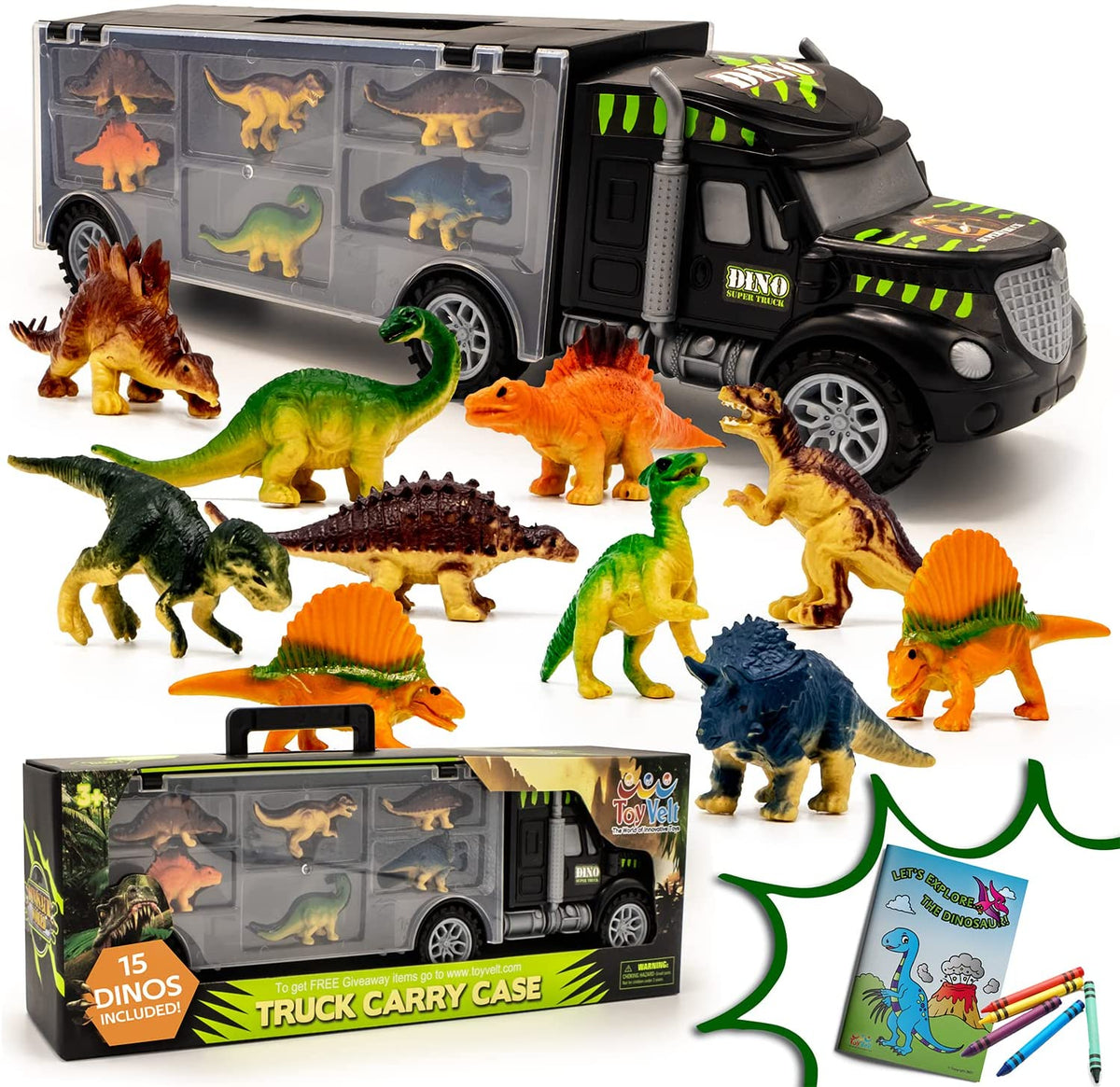 Toyvelt Dinosaurs Transport Car Carrier Truck Toy
